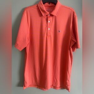 Vineyard Vines Men's Performance Orange Pink Striped Golf Polo short sleeve Sz M